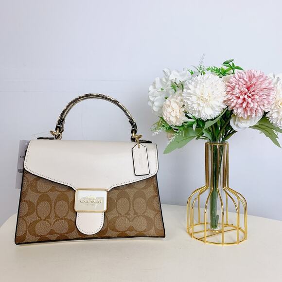 Coach C1325 Pepper Satchel In Signature Canvas IN Light Khaki Chalk Multi - Picture 2 of 7